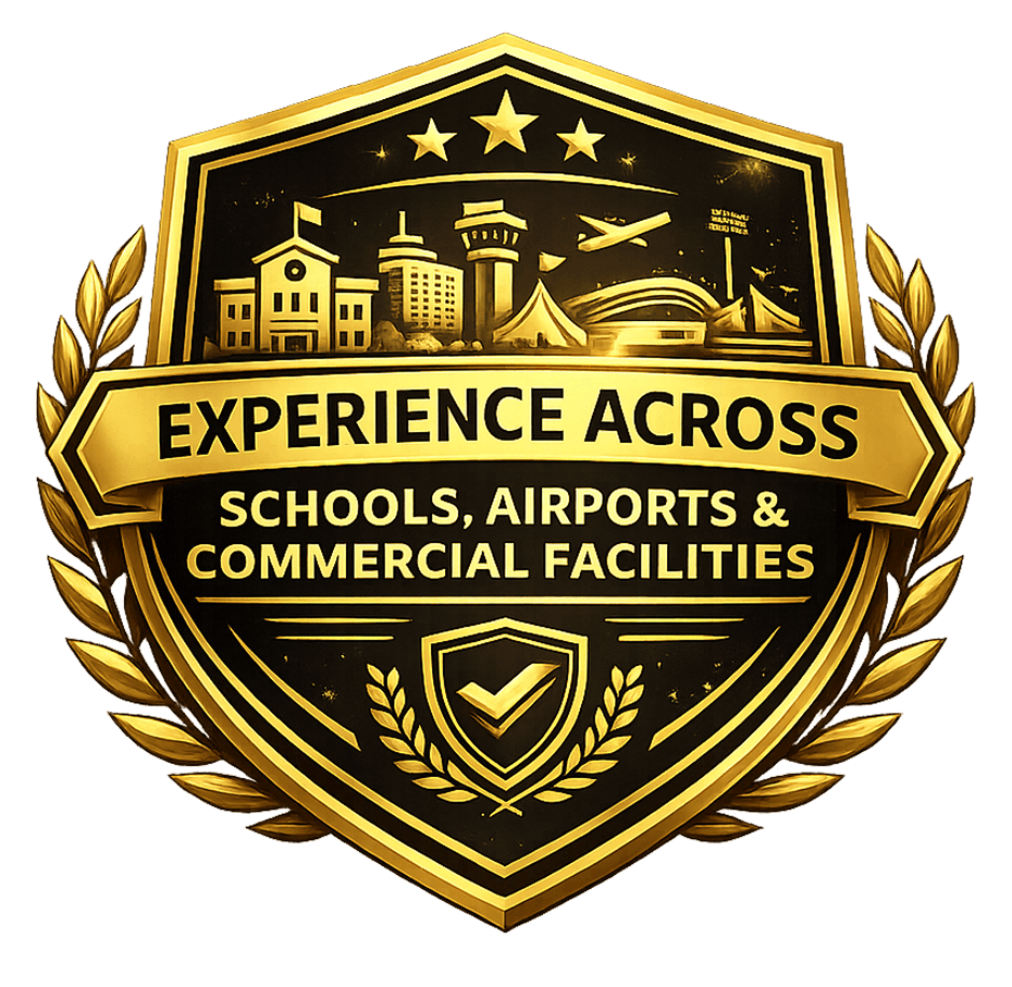 Experience across schools, campuses, airports, festivals, athletic complexes, and commercial facilitie