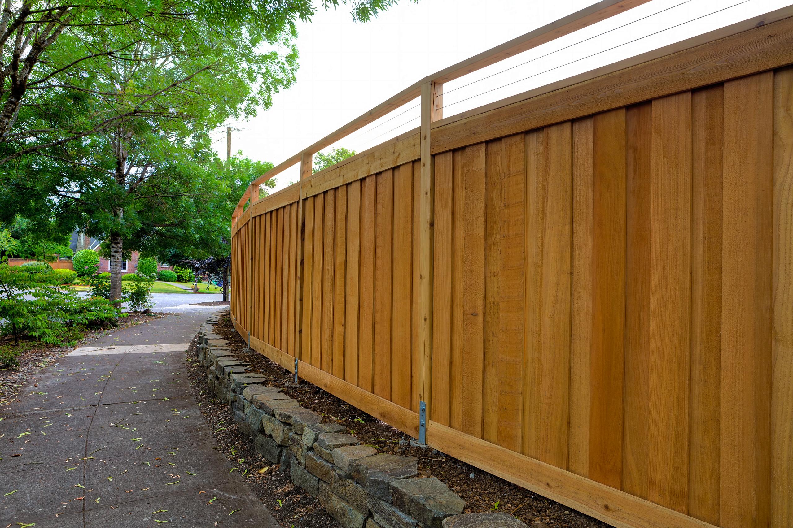 New Cedar Wood Fencing around Backyard