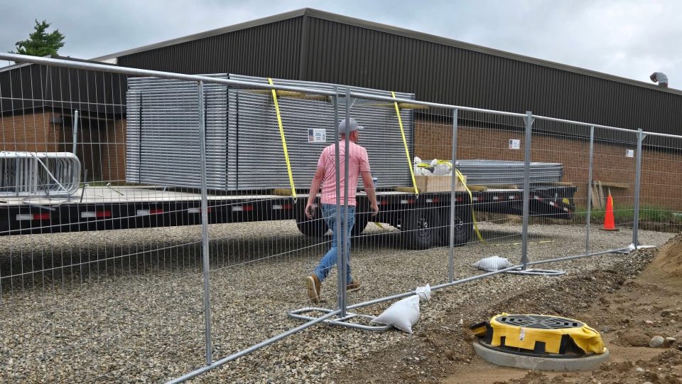 temporary fencing getting installed