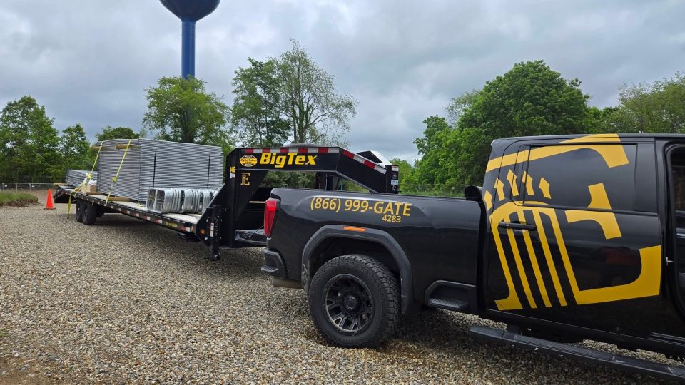 truckload of temporary fencing